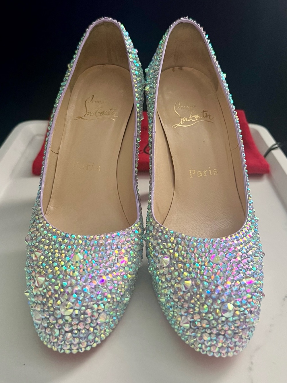 Christian Louboutin Swarovski Crystal Strass Heels Lilac Light Purple Size 36
